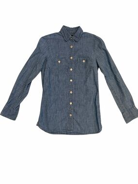 J CREW BUTTON DOWN Blue Long Sleeve Shirt - Great for layering! Size 000